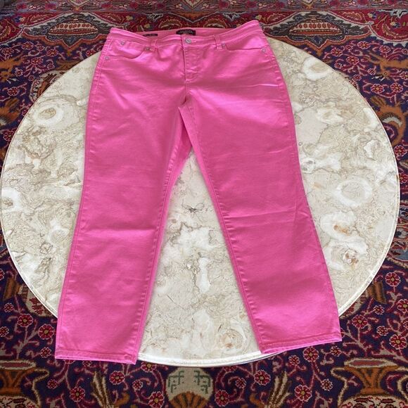 Talbots Flawless Five-Pocket Slim Ankle Pink Jeans 14P - Picture 8 of 12